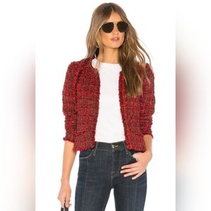 NWOT IRO cropped Disco Jacket, Bouclé Tweed, Red Size 42 / 10
